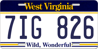 WV license plate 7IG826