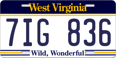 WV license plate 7IG836