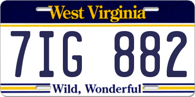 WV license plate 7IG882