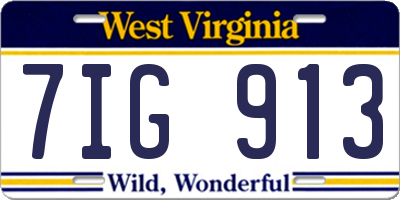 WV license plate 7IG913