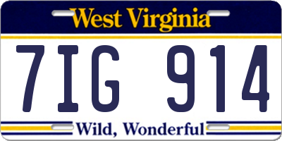 WV license plate 7IG914