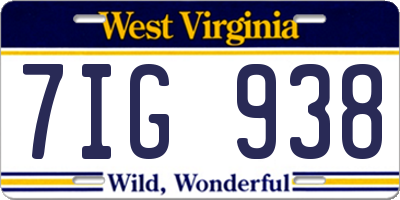 WV license plate 7IG938