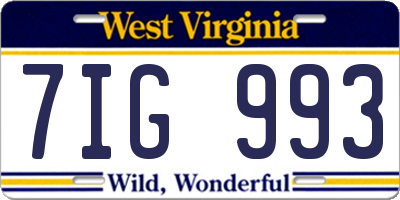 WV license plate 7IG993