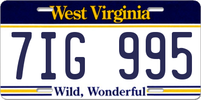 WV license plate 7IG995