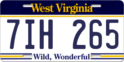 WV license plate 7IH265