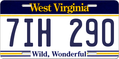 WV license plate 7IH290
