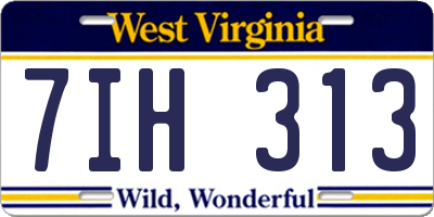 WV license plate 7IH313
