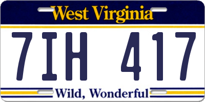 WV license plate 7IH417