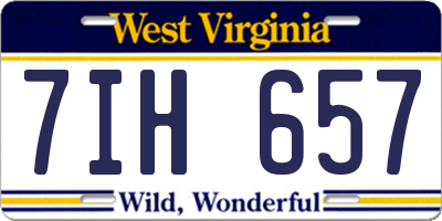 WV license plate 7IH657