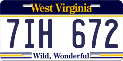WV license plate 7IH672