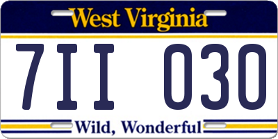 WV license plate 7II030
