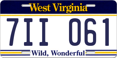WV license plate 7II061