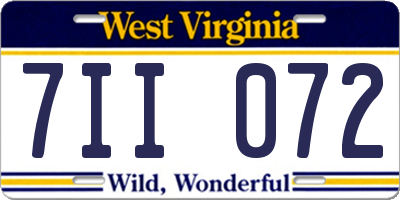 WV license plate 7II072