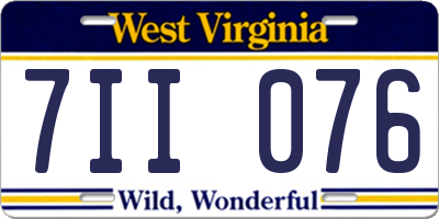 WV license plate 7II076