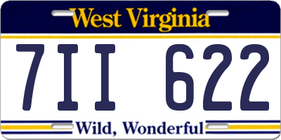 WV license plate 7II622