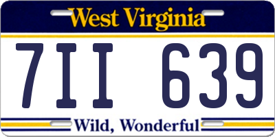 WV license plate 7II639
