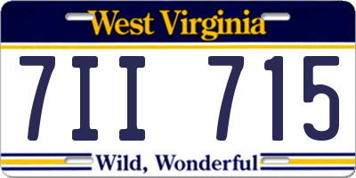 WV license plate 7II715