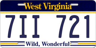 WV license plate 7II721