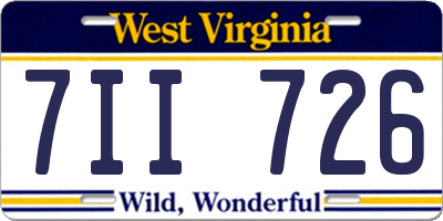 WV license plate 7II726