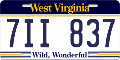 WV license plate 7II837