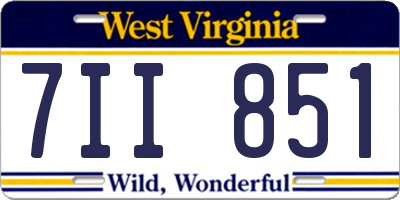 WV license plate 7II851