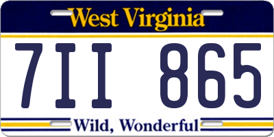 WV license plate 7II865