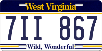 WV license plate 7II867