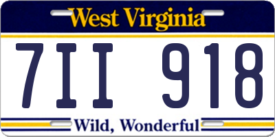 WV license plate 7II918