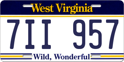 WV license plate 7II957