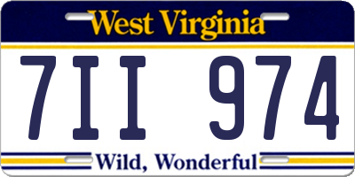 WV license plate 7II974