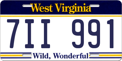 WV license plate 7II991
