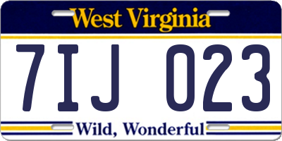 WV license plate 7IJ023