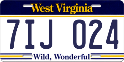WV license plate 7IJ024