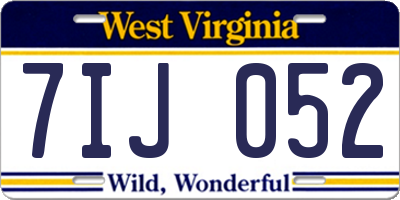 WV license plate 7IJ052