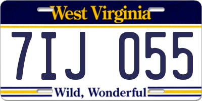 WV license plate 7IJ055