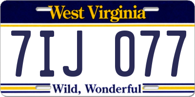 WV license plate 7IJ077