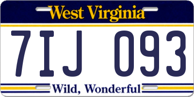WV license plate 7IJ093