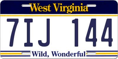 WV license plate 7IJ144
