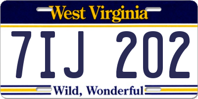WV license plate 7IJ202