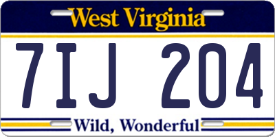 WV license plate 7IJ204
