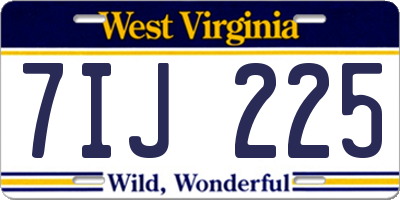 WV license plate 7IJ225