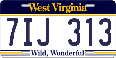 WV license plate 7IJ313