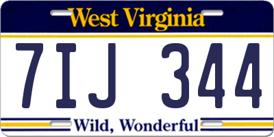 WV license plate 7IJ344