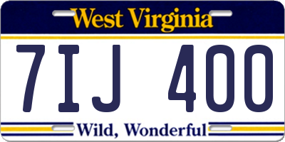 WV license plate 7IJ400