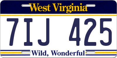 WV license plate 7IJ425