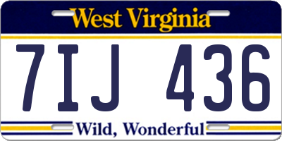 WV license plate 7IJ436