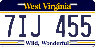 WV license plate 7IJ455
