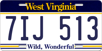 WV license plate 7IJ513