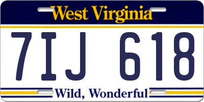 WV license plate 7IJ618