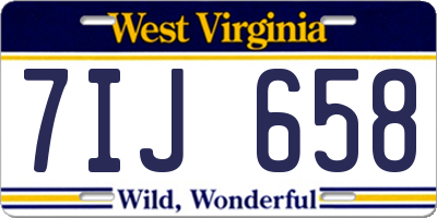 WV license plate 7IJ658